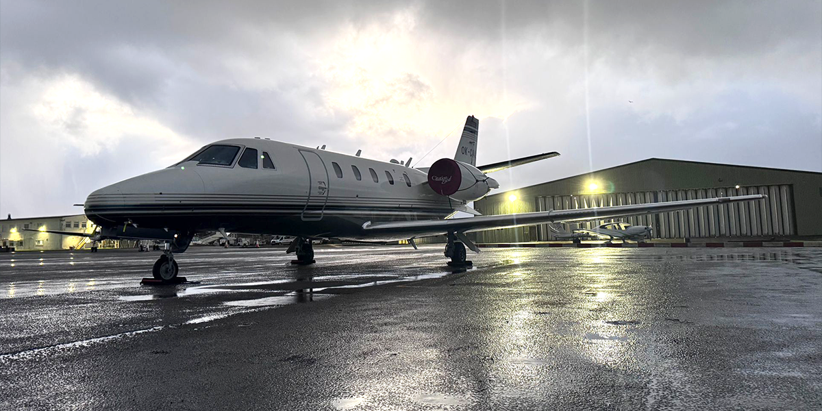 private jet on tarmac
