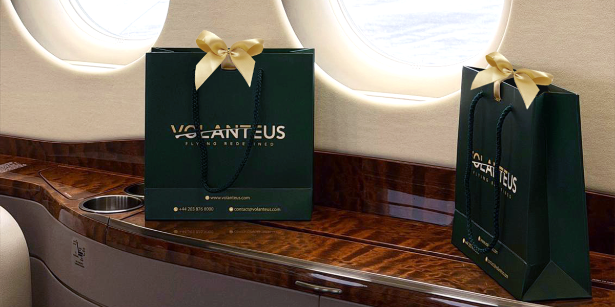 volanteus gift bags on private jet